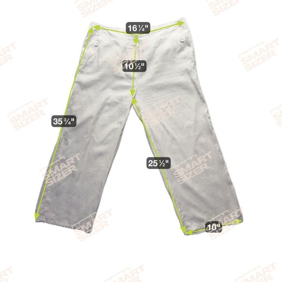 Chicos Linen Pants Womens L Beige Wide Leg Button Pull On Old Money Preppy Coast - Picture 2 of 7